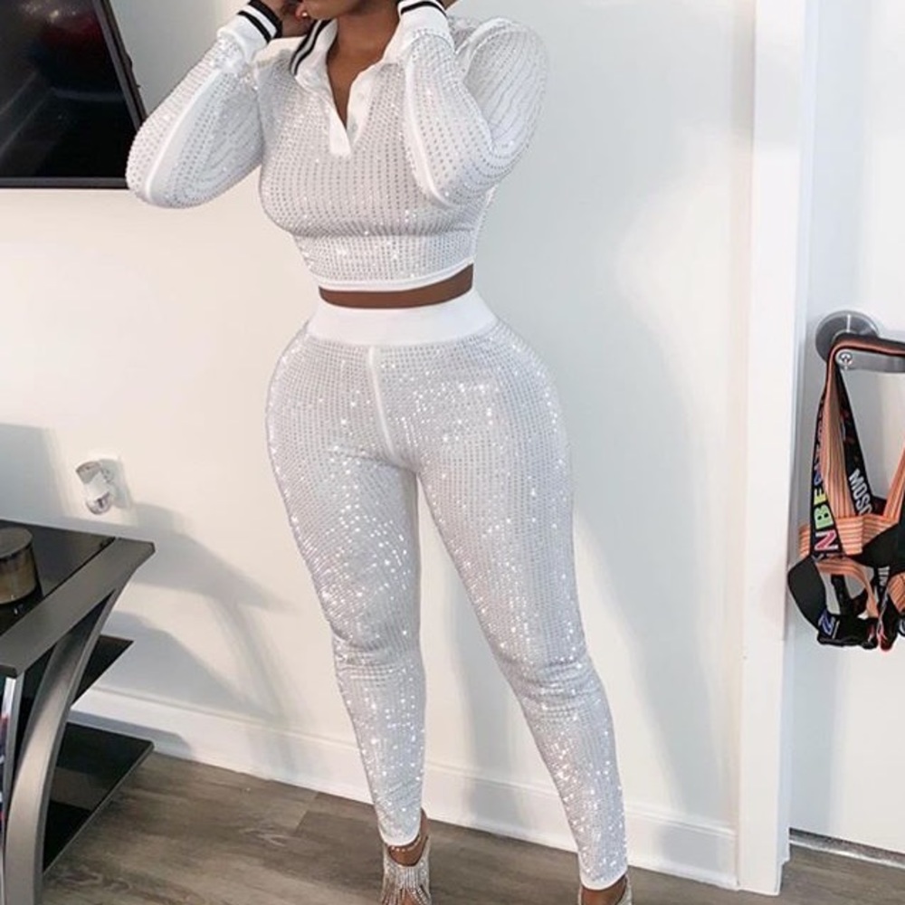 White two piece Swarovski Tennis Set